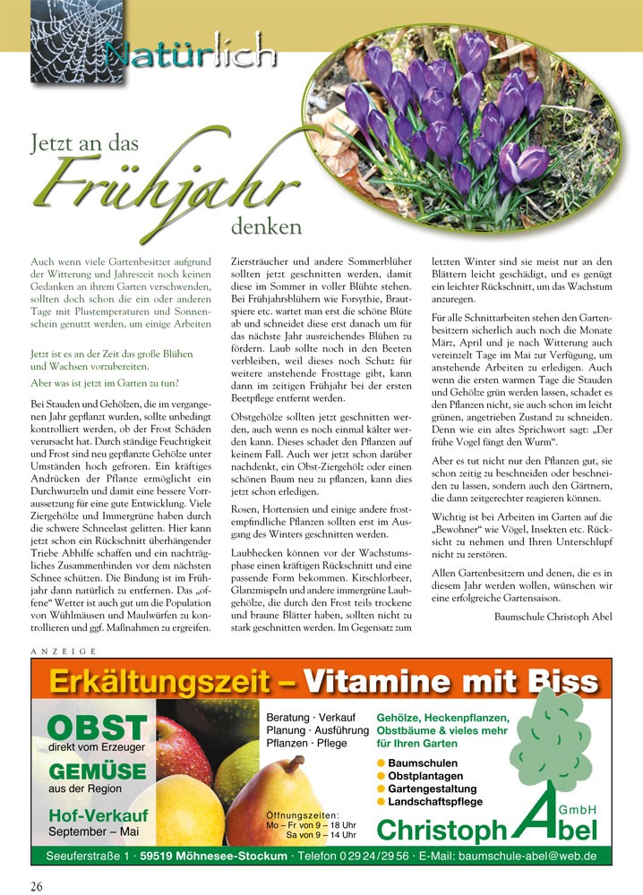Jetzt an das Frühjahr denken.